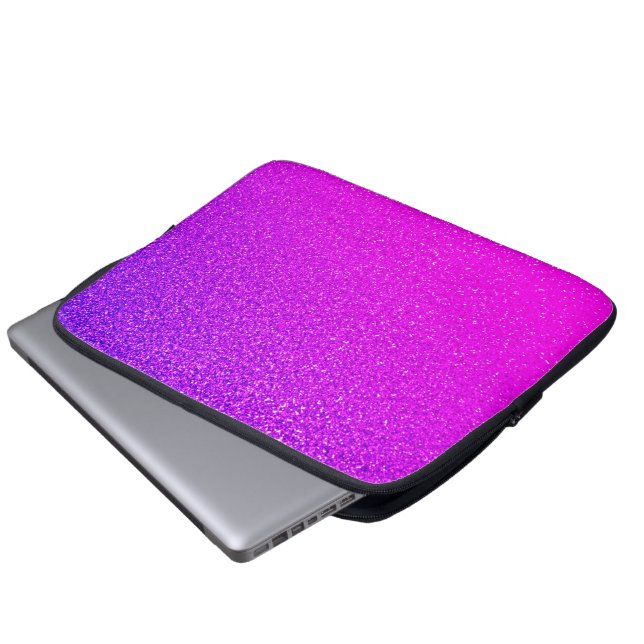 Sparkling Heet Roze Paarse Glitter Ombre Girly Sch Laptop Sleeve (Voorkant onderkant)