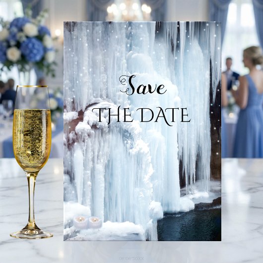 Sparkling Ice Winter Bruiloft Save the Date Kaart