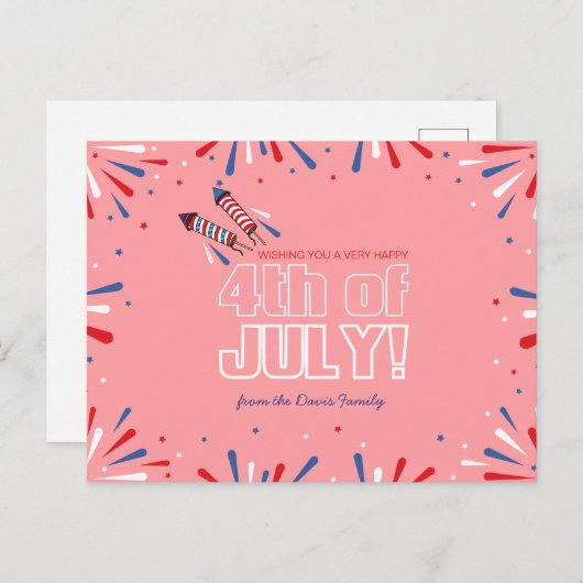 Sparkling Independence Day Holiday Briefkaart (Voorkant / Achterkant)