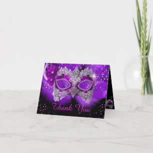 Sparkling Kant Masker Paars Maskerade Bedankkaart