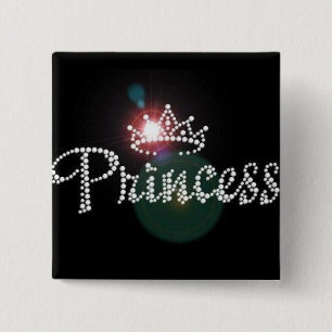 Sparkling Kroon Verjaardag Prinses, Op Maat Gemaak Vierkante Button 5,1 Cm