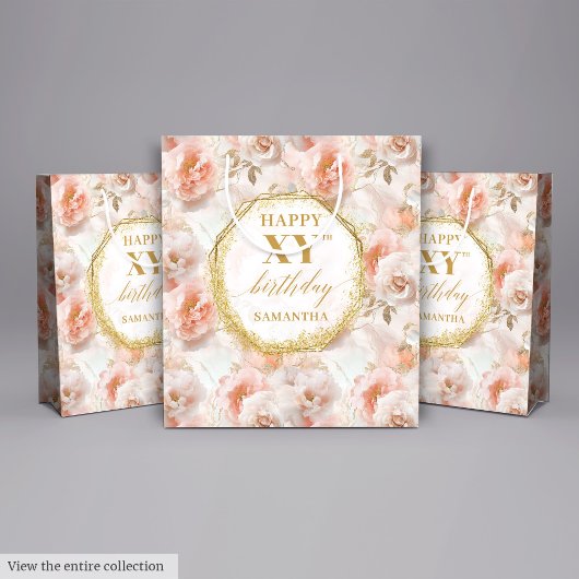 Sparkling Licht Roze Boho Goud 70ste Verjaardag Medium Cadeauzakje