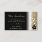 Sparkling Light Gold Glitter Zwart met Monogram Visitekaartje (Achterkant)