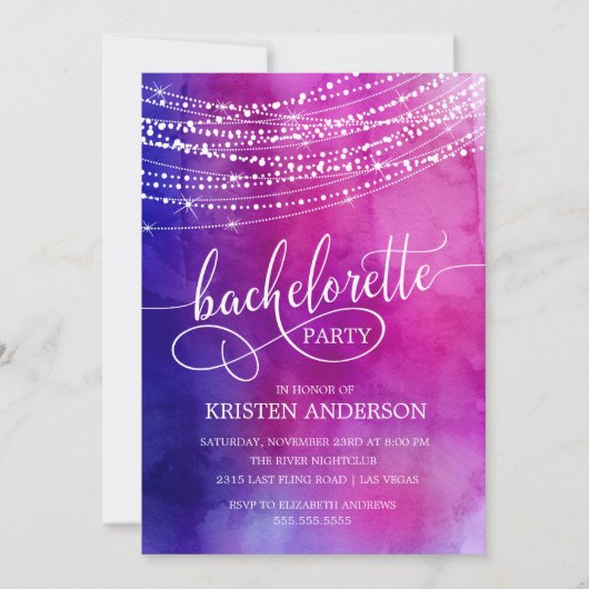 Sparkling Lights Bachelorette Party Uitnodiging (Voorkant)