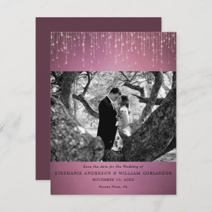 Sparkling Lights Cranberry foto Bewaar de datum Kaart