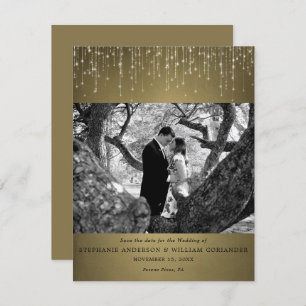 Sparkling Lights Gouden Foto Opslaan van de datum Kaart