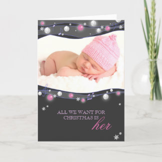 Sparkling Lights Nieuwe Baby Girl Geboorteaankondi Feestdagen Kaart