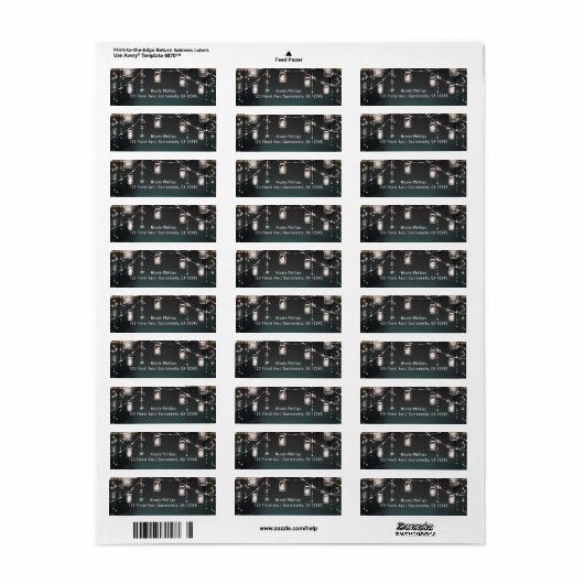Sparkling Lights Palm Trees Elegant Etiket (Full Sheet)