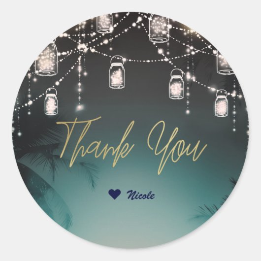 Sparkling Lights Palm Trees Elegant Ronde Sticker (Voorkant)