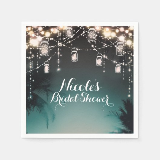 Sparkling Lights Palm Trees Elegant Servetten (Voorkant)