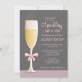 Sparkling New Baby Girl Sip and See Invitation (Devant)