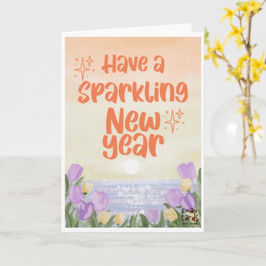 Sparkling New Year Card Kaart (Gele Bloem)