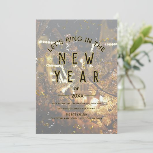 Sparkling Night Lights Christmas New Year Party Kaart (Staand voorkant)