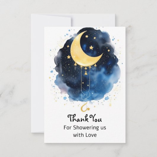 Sparkling Night Sky Baby shower Bedankkaart (Voorkant)