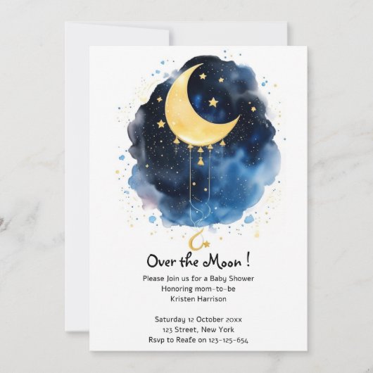 Sparkling Night Sky Baby shower Kaart (Voorkant)