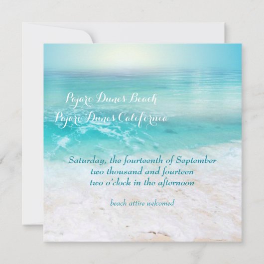 SPARKLING OCEAN WATERS Wedding Invitation Kaart (Achterkant)