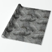 Sparkling Palm Leaves Pattern Silver ID831 Cadeaupapier (Uitgerold)