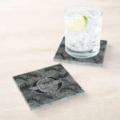 Sparkling Palm Leaves Pattern Silver ID831 Glazen Onderzetter (Schuin)
