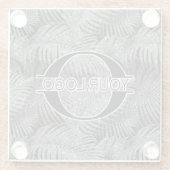 Sparkling Palm Leaves Pattern Silver ID831 Glazen Onderzetter (Achterkant)