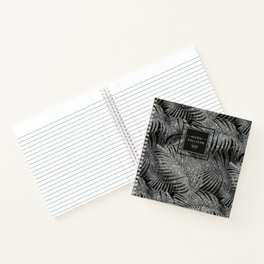 Sparkling Palm Leaves Pattern Silver ID831 Notitieboek (Binnen)