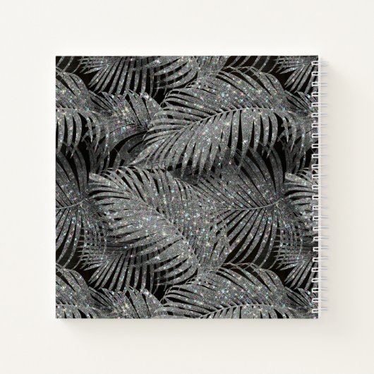 Sparkling Palm Leaves Pattern Silver ID831 Notitieboek (Achterkant)
