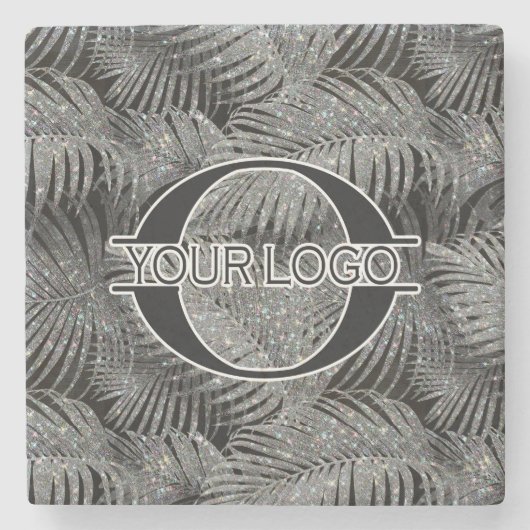 Sparkling Palm Leaves Pattern Silver ID831 Stenen Onderzetter (Voorkant)