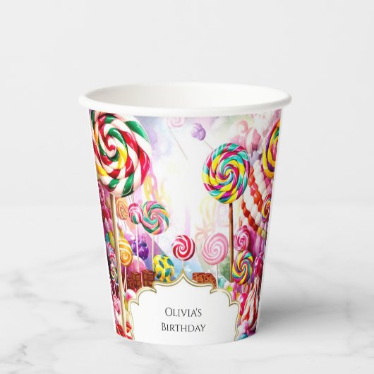 Sparkling Pastel Candyland Verjaardag Papieren Bekers (Voorkant)