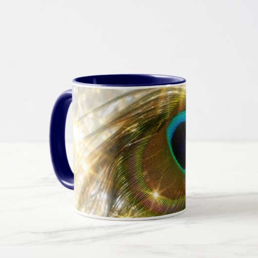 Sparkling Peacock Feather Mok (Voorkant links)