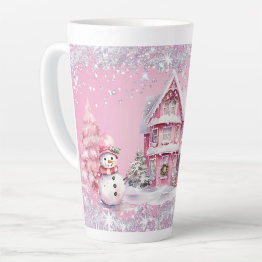 Sparkling Pink Christmas Latte Mok (Linkerhoek)