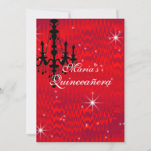 Sparkling Rood met Kroonluchter en Sterren Quincea Kaart