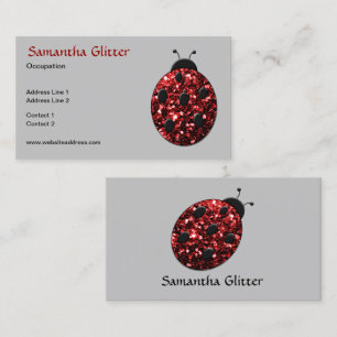 Sparkling rood sparkles Ladybird Ladybug grijs Visitekaartje