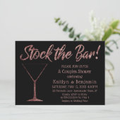 Sparkling Roos Gold Stock de Bar Couples Shower Kaart (Staand voorkant)