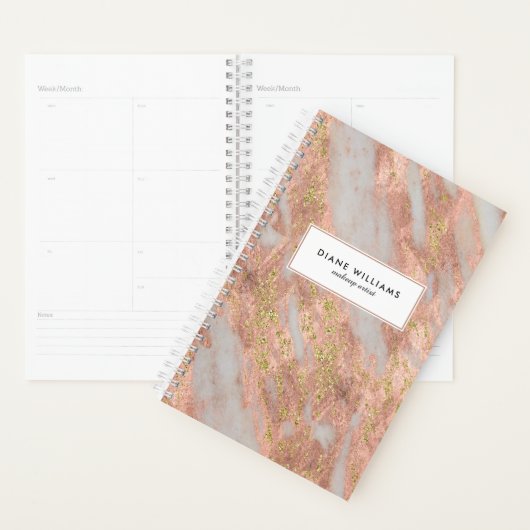 Sparkling Roze Marmer Abstract met Naam Planner (Display)