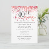 Sparkling Roze Rood 40ste bruiloft Jubileum Kaart (Staand voorkant)