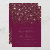 Sparkling Ruby Glitter Huwelijksuitnodigingen Kaart (Voorkant / Achterkant)
