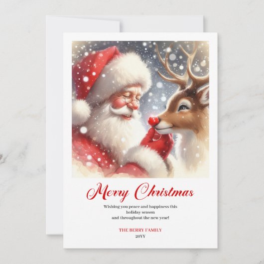 Sparkling Santa With Rudolph Festive Greeting Card Feestdagenkaart (Voorkant)