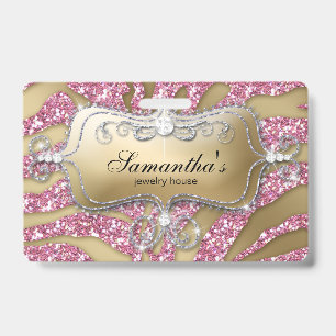 Sparkling Sieraden Zebra Goud Roze Badge