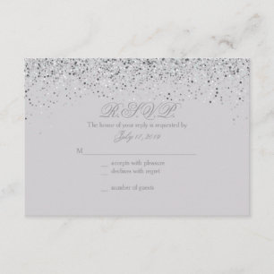 Sparkling Silver Glitter Wedding Response Kaarten RSVP Kaartje