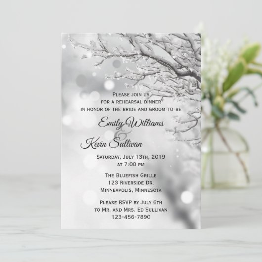 Sparkling Sneeuw en Ijs Winterproefdiners Kaart (Staand voorkant)