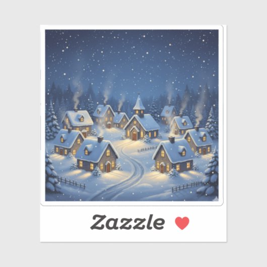 Sparkling Snowfall Christmas Village Scene  Sticker (Vel)