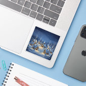 Sparkling Snowfall Christmas Village Scene  Sticker (Laptop met iPhone)