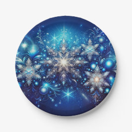 Sparkling Snowflake Blue Paper Borden - Elegant Papieren Bordje