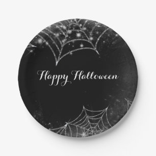 Sparkling Spiderwebs Halloween Feest Papieren Bordje