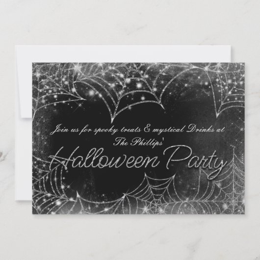 Sparkling Spiderwebs Halloween fêtes Invitations (Devant)