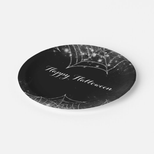 Sparkling Spiderwebs Halloween Party Papieren Bordje (Gekanteld)