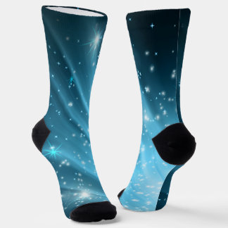 Sparkling Starry Night Sky Blue Gradient Crew Sock Sokken