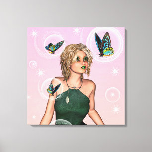 Sparkling Vlinderfee Fantasie Kunst Canvas Afdruk