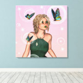 Sparkling Vlinderfee Fantasie Kunst Canvas Afdruk (Insitu (Houten vloer))