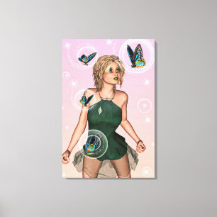 Sparkling Vlinderfee Fantasie Kunst Canvas Afdruk