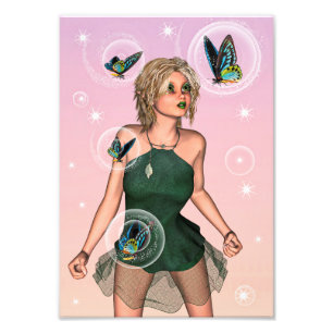 Sparkling Vlinderfee Fantasie Kunst Foto Afdruk